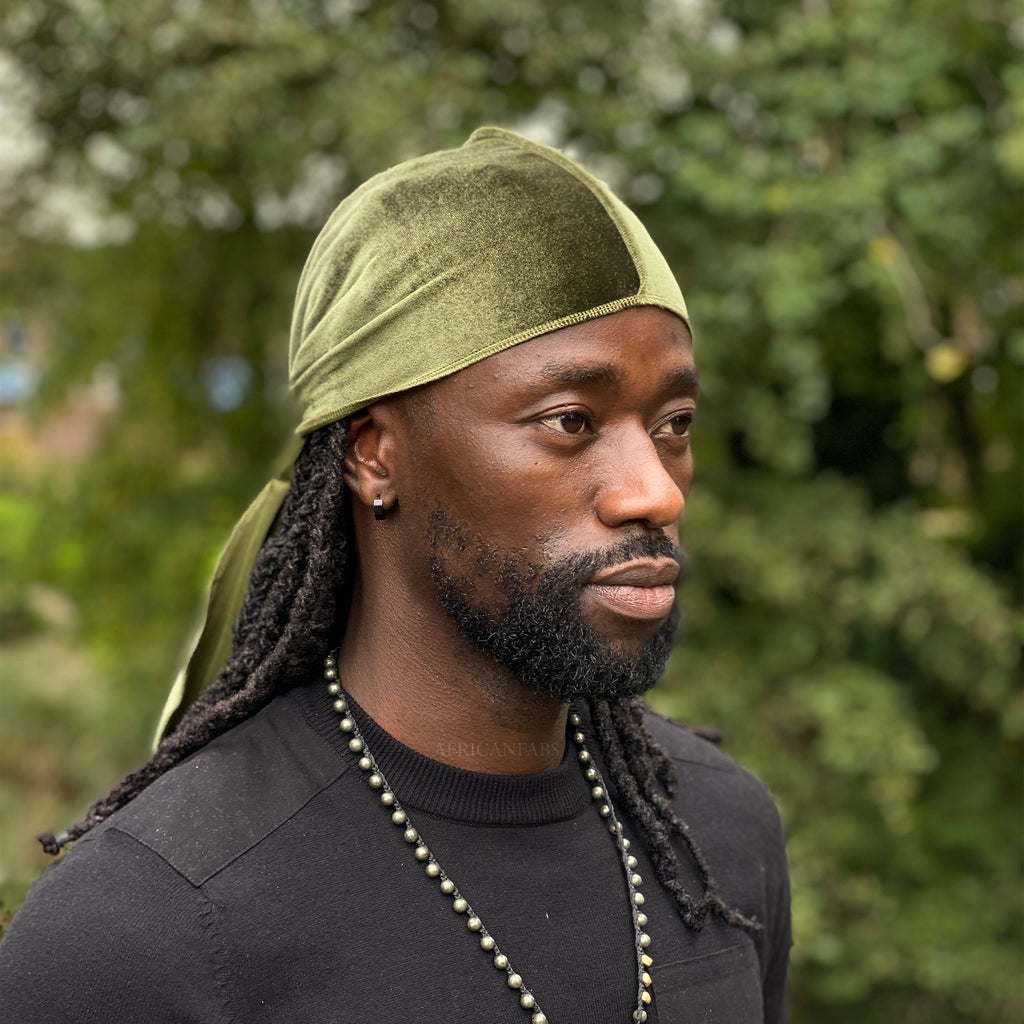Velvet Durag / Du-rag / Do-rag / Bandana - Unisex - Moss green ...