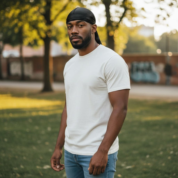 Durag / Du-rag / Do-rag / Bandana Silky - Unisex - Black