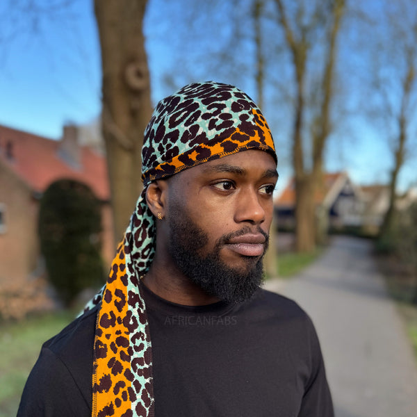 Durag / Du-rag / Do-rag / Bandana - Unisex - Orange Leopard