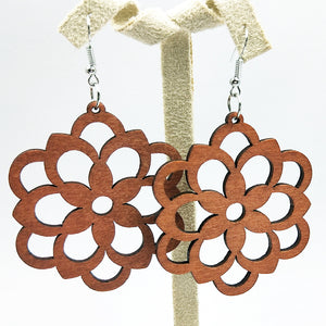 African Print Earrings | Brown symbol flower