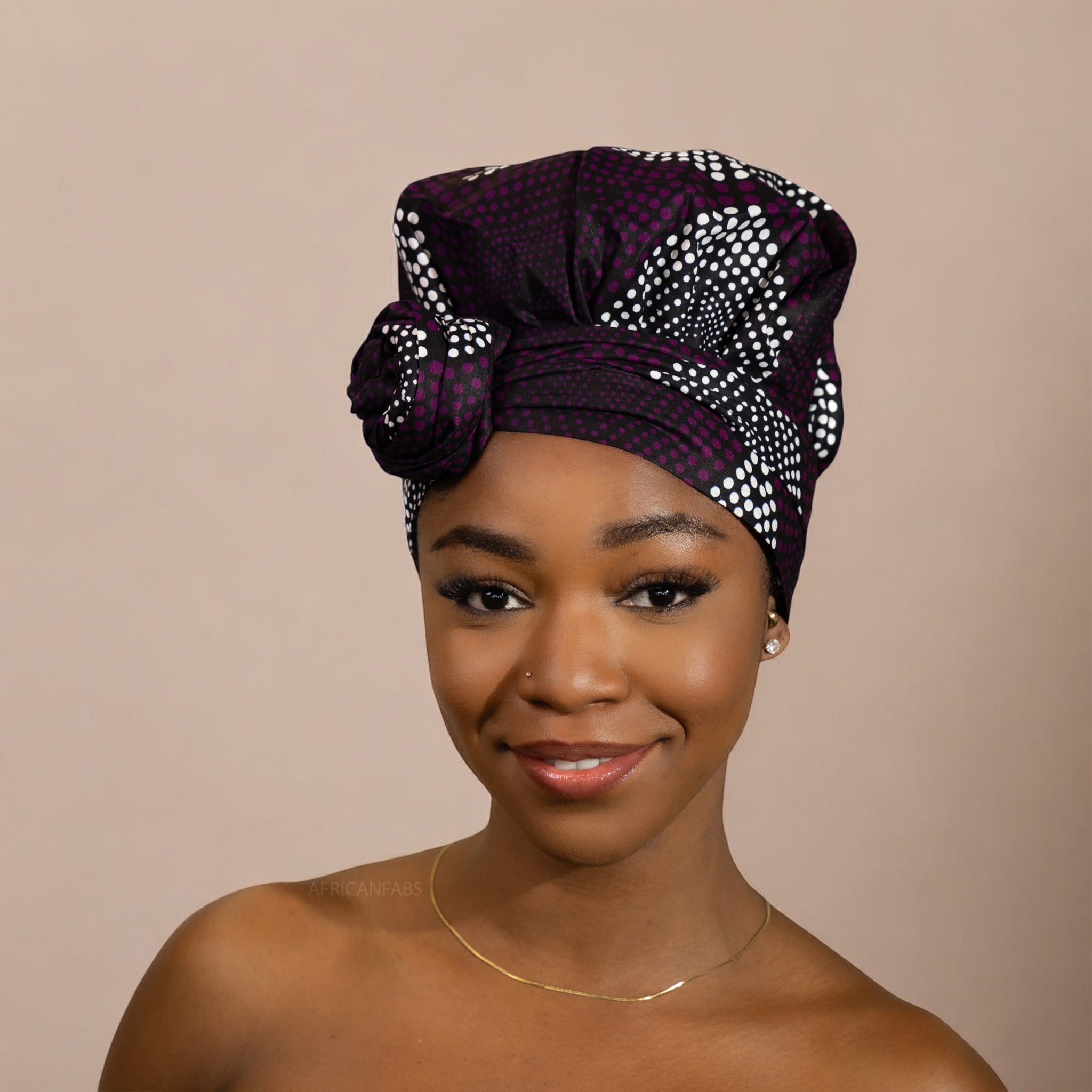 Easy headwrap - Satin lined hair bonnet - Purple Diamonds