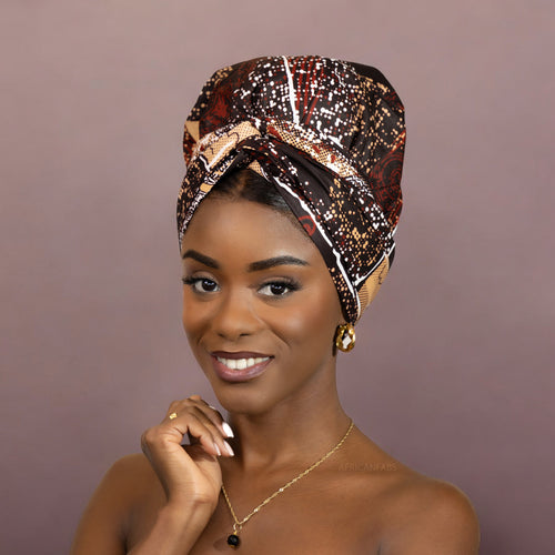 Easy headwrap - Satin lined hair bonnet - Brown