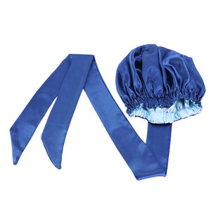 Easy headwrap Large - Satin lined hair bonnet - Blue