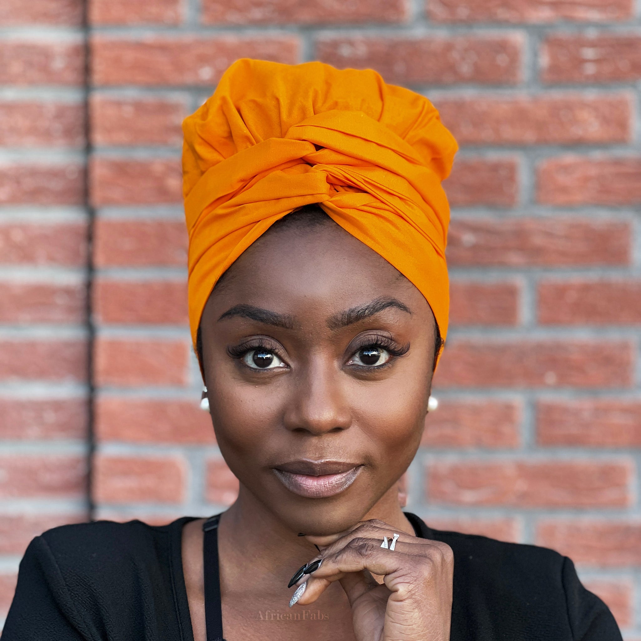 Easy headwrap - Satin lined hair bonnet - Orange-Yellow