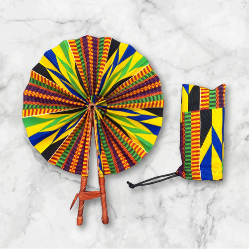 African Hand fan - Ankara print Hand fan - Multicolor Kwaku