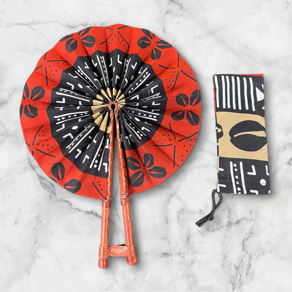African Hand fan - Ankara print Hand fan - Akosua - Black