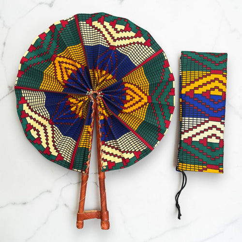 African Hand fan - Ankara print Hand fan - Multicolor Kojo