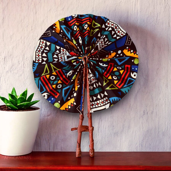 African Hand fan - Ankara print Hand fan - Yaw - Multi color