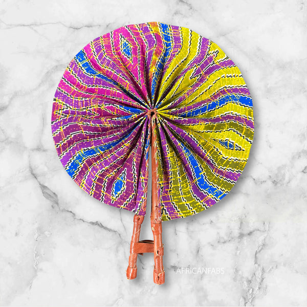 African Hand fan - Ankara print Hand fan - Saturday - Multi color