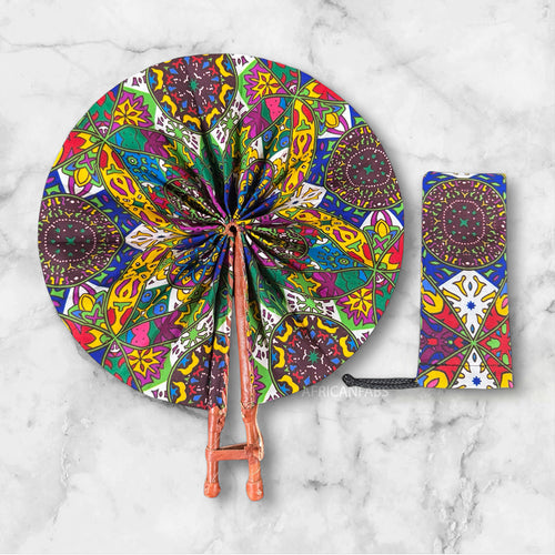 African Hand fan - Ankara print Hand fan - Multicolor Kehinde