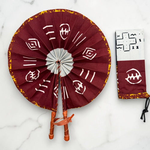 African Hand fan - Ankara print Hand fan - Brown Black Tawiah