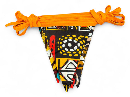 African print Bunting Flags / Fabric Garlands - Orange ribbon - 5 meters