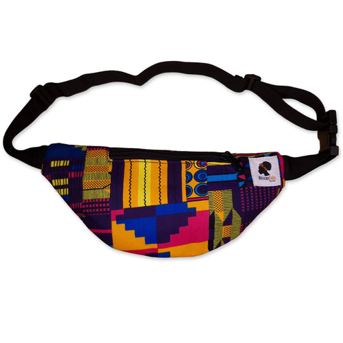 African Print Fanny Pack - Multicolor kente - Ankara Waist Bag / Bum bag / Festival Bag with Adjustable strap