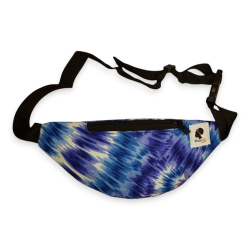 African Print Fanny Pack - Blue Tie Dye - Ankara Waist Bag / Bum bag / Festival Bag