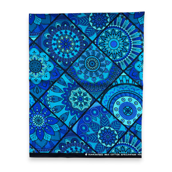 Fat Quarter African Wax Print Fabric - Blue FTQ 8722 - Quilting & Patchwork (45 x 57 cm / 18 x 22 inch)