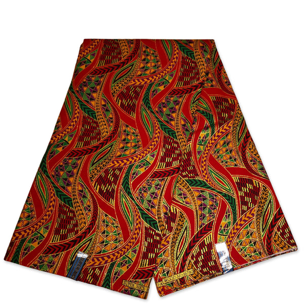 African print fabric - Exclusive Embellished Glitter effects 100% cotton - GL-4004 Red Green