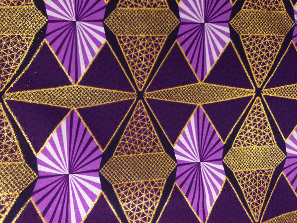 African print fabric - Exclusive Embellished Glitter effects 100% cotton - GL-4008 Purple Gold