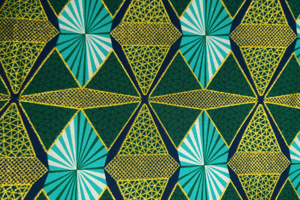 African print fabric - Exclusive Embellished Glitter effects 100% cotton - GL-4009 Green Gold