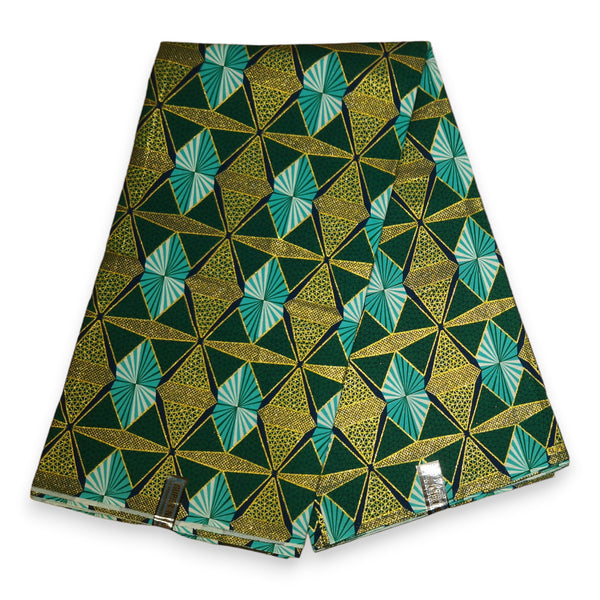 African print fabric - Exclusive Embellished Glitter effects 100% cotton - GL-4009 Green Gold