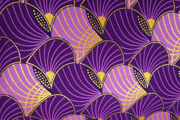 African print fabric - Exclusive Embellished Glitter effects 100% cotton - GL-4013 Purple Gold