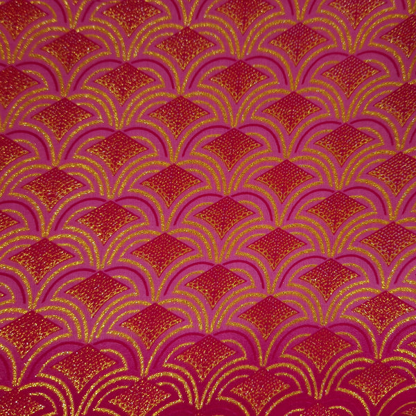 African print fabric - Exclusive Embellished Glitter effects 100% cotton - GL-4021 Pink Gold