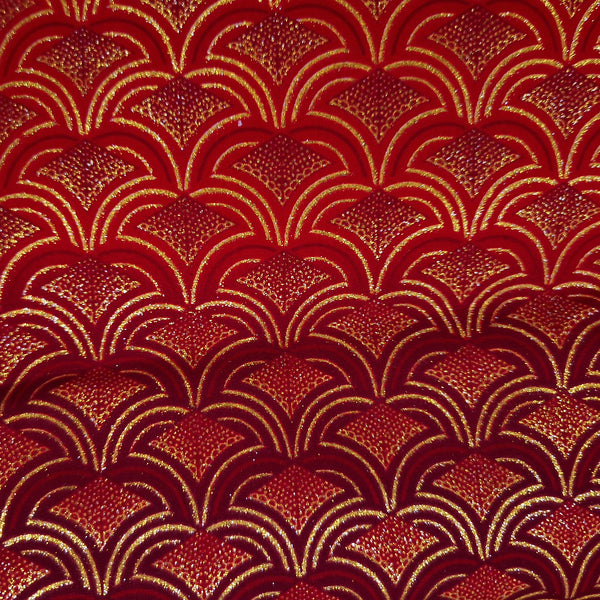 African print fabric - Exclusive Embellished Glitter effects 100% cotton - GL-4022 Red Gold