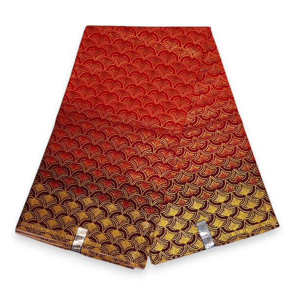 African print fabric - Exclusive Embellished Glitter effects 100% cotton - GL-4022 Red Gold