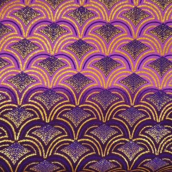 African print fabric - Exclusive Embellished Glitter effects 100% cotton - GL-4023 Purple Gold