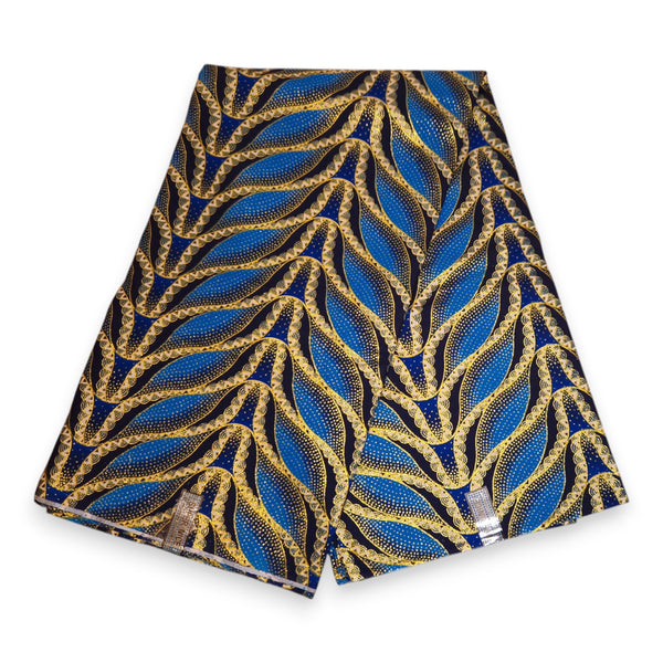 African print fabric - Exclusive Embellished Glitter effects 100% cotton - GL-4030 Blue Gold