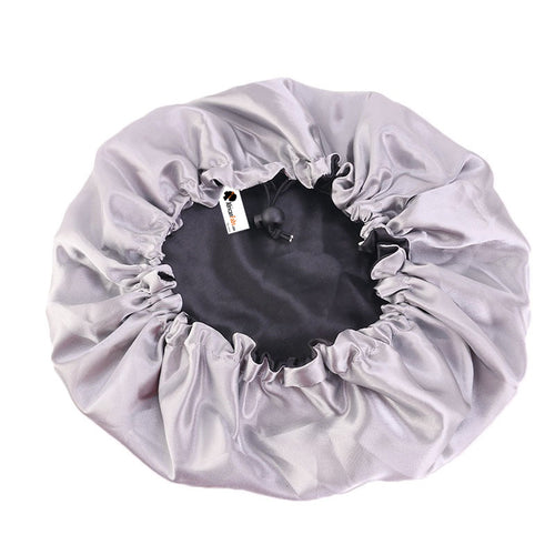 2 PIECES - Khaki + Black Satin Hair Bonnet ( Reversable Satin Night sleep cap )