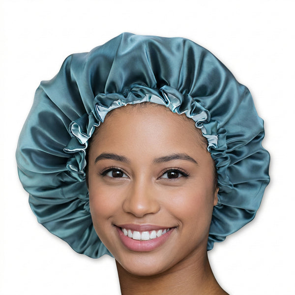 Black Detangler brush + Green Satin Hair Bonnet | Comb for curls | Afro hair brush