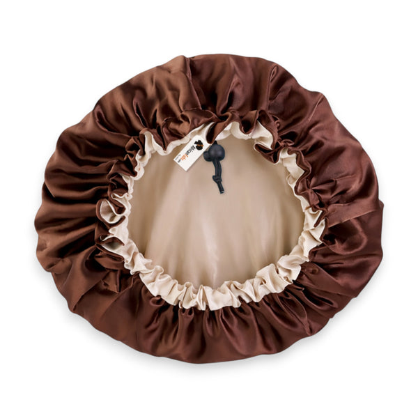 Chocolate brown Satin Hair Bonnet ( Adjustable & Reversable Satin Night sleep cap )