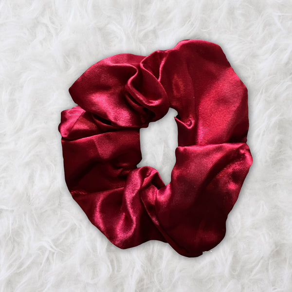 Red Satin Hair bonnet + Satin Scrunchie ( Reversable Satin Night sleep cap )