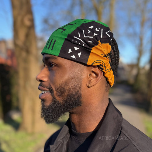 African print Headband - Unisex Adults - Hair Accessories - Green Bogolan Symbols