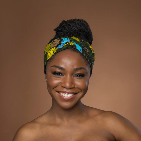 African print Headband - Adults - Hair Accessories - Green Botanical Flow