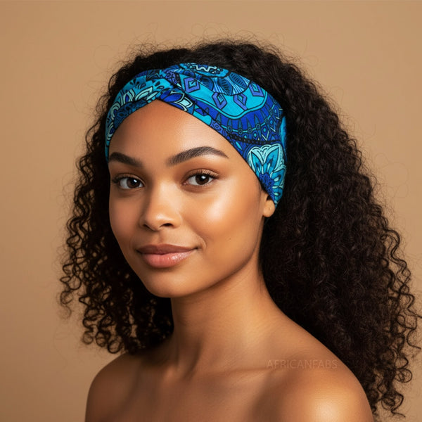 African print Headband - Adults - Hair Accessories - Blue Turquoise Mandala