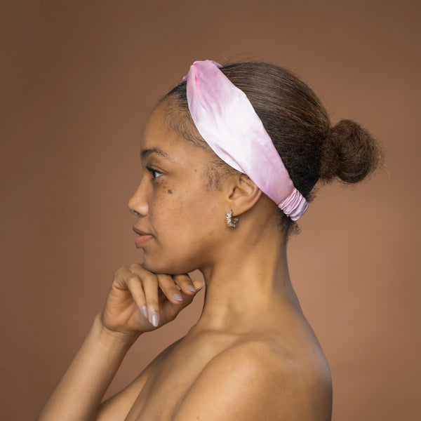 Pink Satin Headband with Twist - Adult Hair Accessory