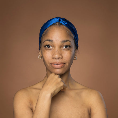 Blue Satin Headband with Twist - Adult Hair Accessory