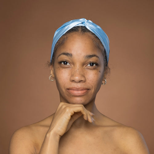 Light blue Satin Headband with Twist - Adult Hair Accessory