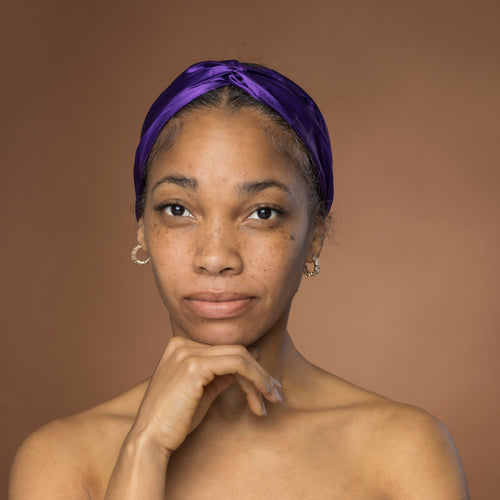 Purple Satin Headband with Twist - Adult Hair Accessory