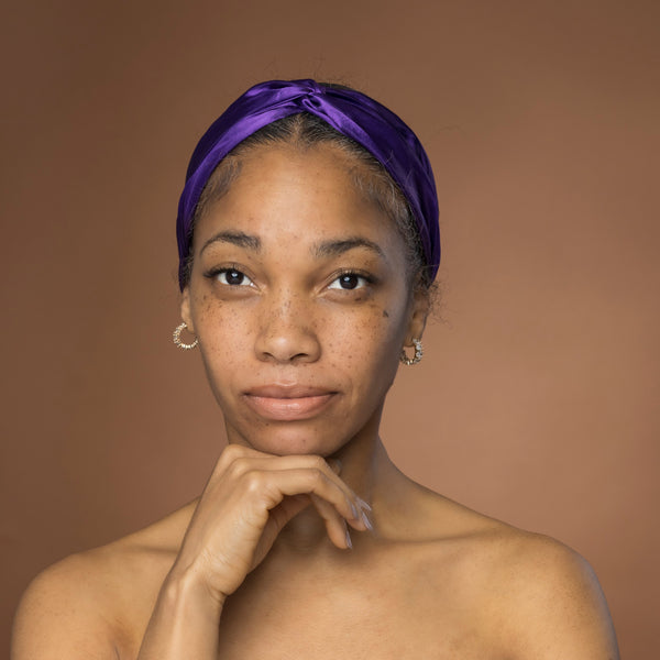 Purple Satin Headband with Twist - Adult Hair Accessory