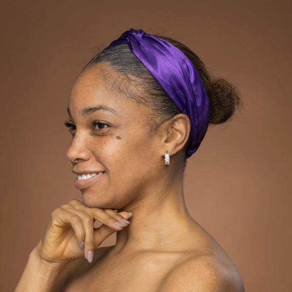 Purple Satin Headband with Twist - Adult Hair Accessory