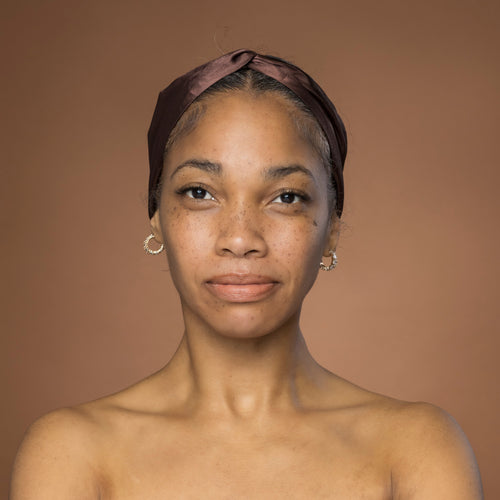 Brown Satin Headband with Twist - Adult Hair Accessory