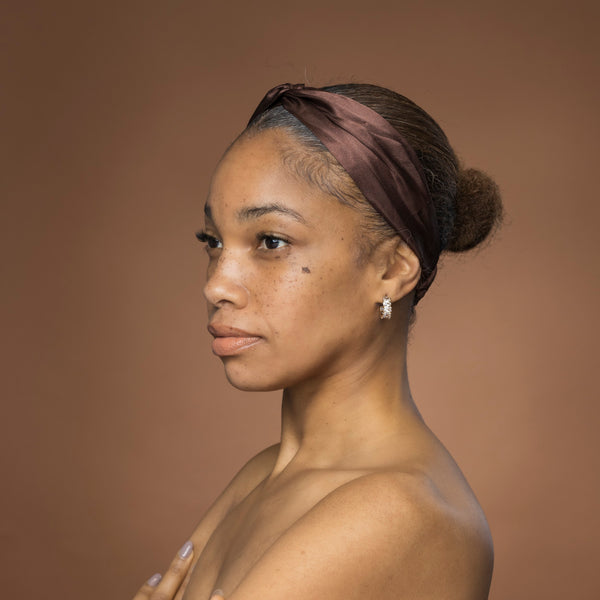 Brown Satin Headband with Twist - Adult Hair Accessory