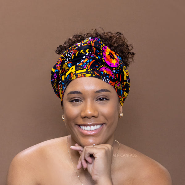 African Dark Multicolor disks headwrap