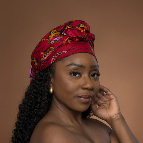African headwrap - Red Botanical Flow
