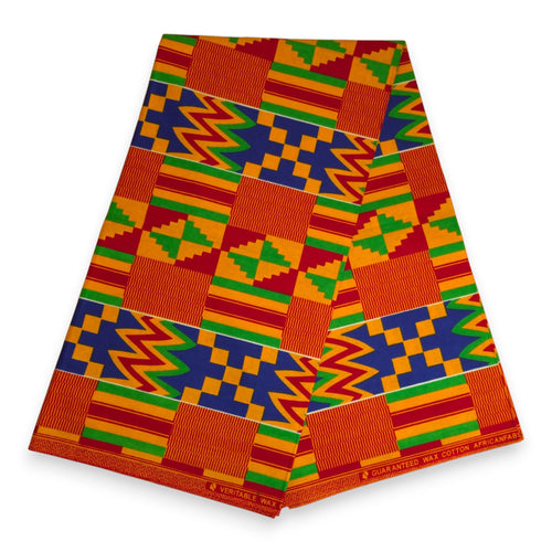 African headwrap - Yellow Blue Kente Print Ghana