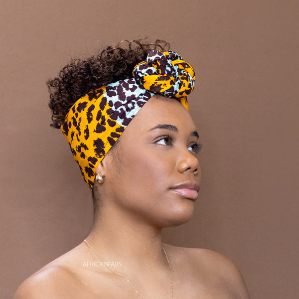 African Panter orange / turquoise headwrap