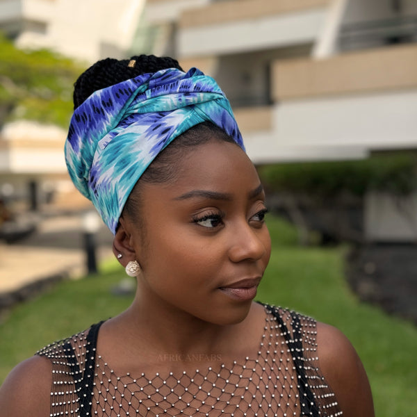 African Blue Tie Dye headwrap