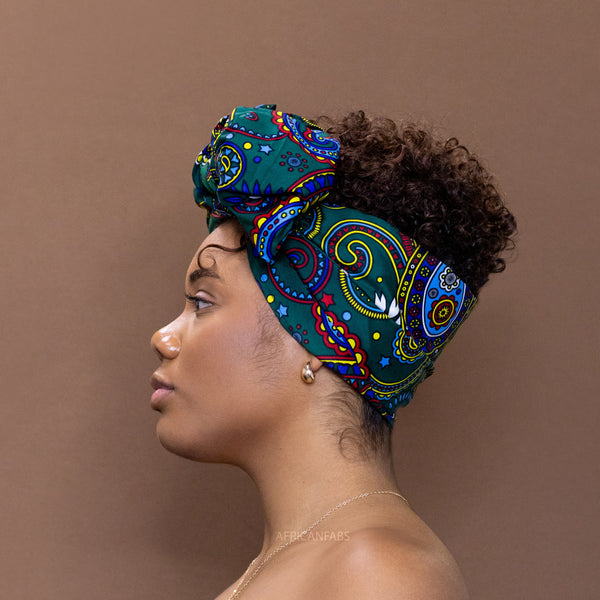 African / Green Multicolor Paisley / headwrap